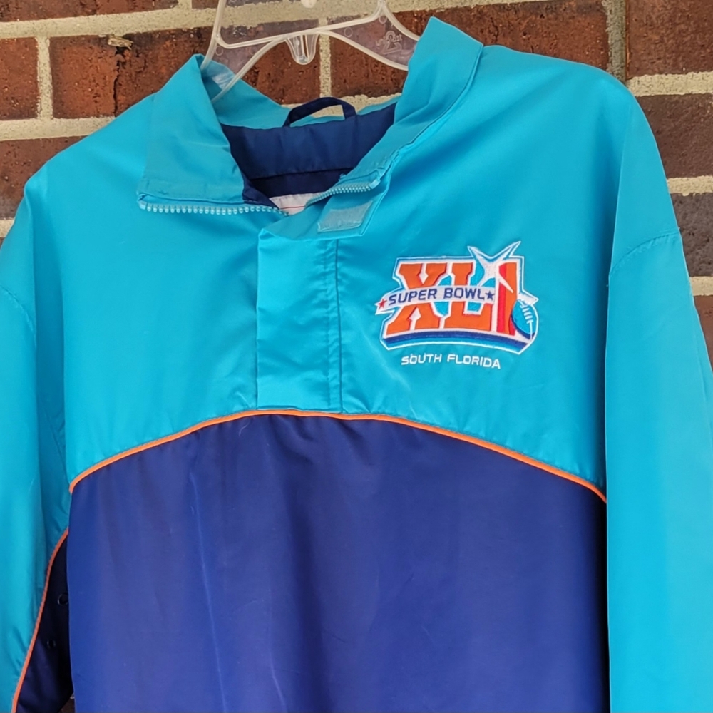 NFL Super Bowl XLI 2007 Bears Colts Blue Florida Pullover Windbreaker Jacket M
